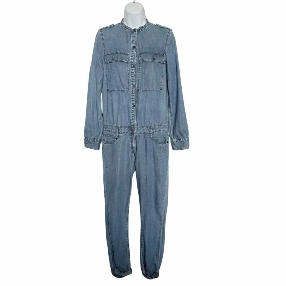 Paige Blue Denim Utility Jumpsuit Size S